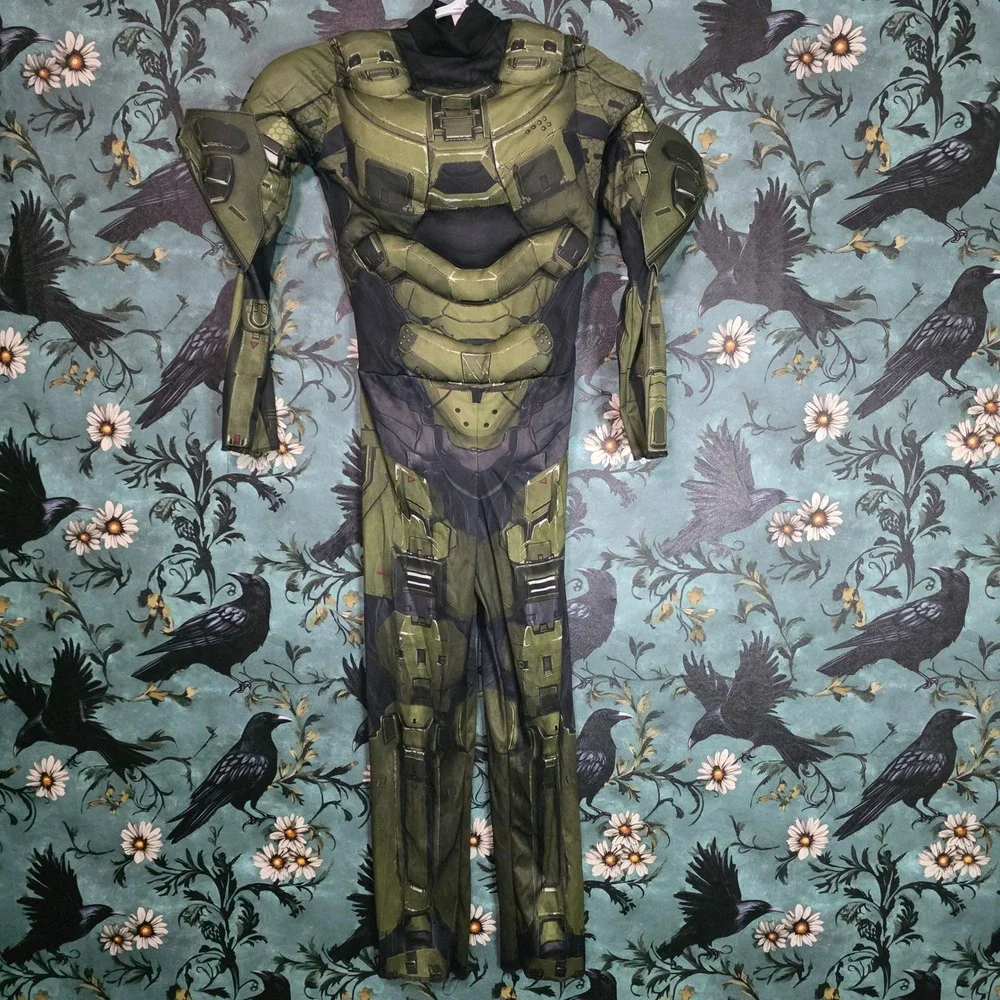 Halo Master Chief Costume Disguise Muscle Padded Spartan Armor Jumpsuit Kids 7-8